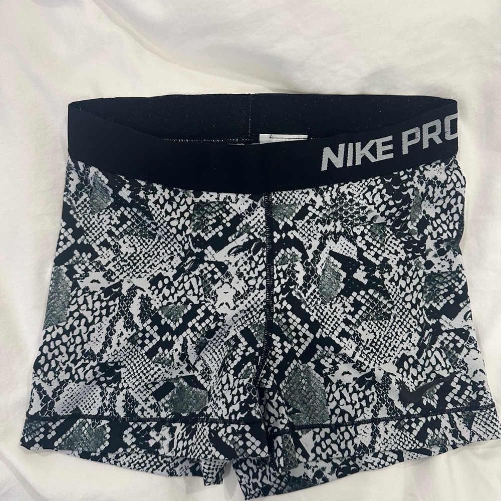 Nike Black and White Athletic Shorts with Snakeskin Print
